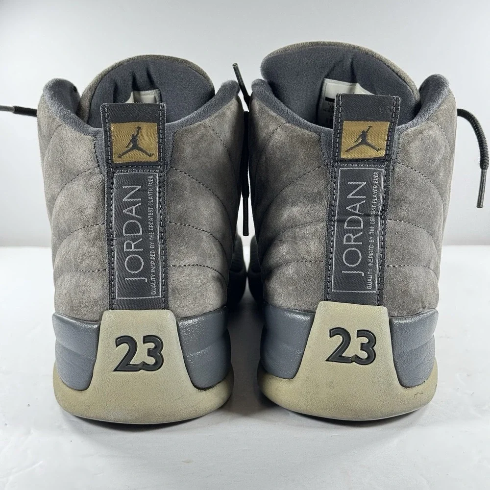 Air Jordan 12 Retro Dark Grey Suede Gold Eyelets Men's Size 12 130690-005‎